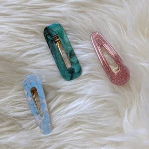 Lot of 3 acetate barrettes hair clips